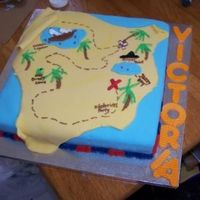 Pirate Cake Butter Cream cake in fondant and all it's designs were draw in royal icing.