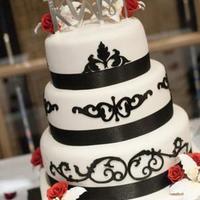 Wedding Cake Inspired By Wedding Invitation Wedding Cake inspired from Damask Wedding invitation. Used Cricut to cut out Gum paste shapes. For 150 guests. Alternating tiers of Yellow...