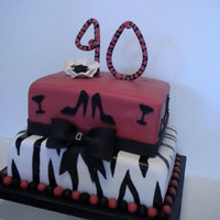 Shoes And Stripes Cake 40th birthday cake with zebra stripes. Scanned in shoes and glasses from decorations and cut out gum paste with Cricut cake machine....