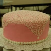 Course 3 Cake Wilton Course 3 final, First time working with fondant decorated with Cornelli lace