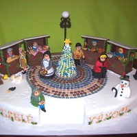 Traditional Czech Christmas Market Modeled by hand from white icing. Size 75x55 cm.