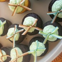 Baby Shower Cupcakes I made these for a baby shower my MIL was having for a friend. I found these little ribbons at a scrapbook store. I love them.