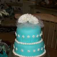 Tiffany Blue Daisy Two Tierd Fondant Cake This was a cake I made for my sisters wedding shower. It was my first tierd cake and my first fondant. It was very stressful. I have never...