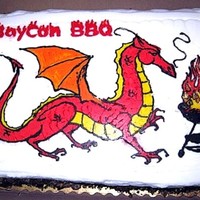 Dragon Bbq A cake I made for the staff BBQ of a local fantasy/sci-fi convention. Appropriately for a dragon, the cake was Burnt Almond.