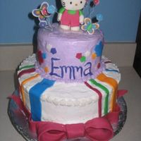 Emma's Hello Kitty Kitty. bow, flowers and butterflies are all made with rolled buttercream fondant. Frosted in buttercream.
