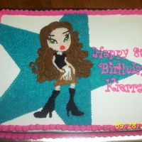 Bratz I used the projector to get the picture onto the cake. It was for a cousin's birthday. She loved it!