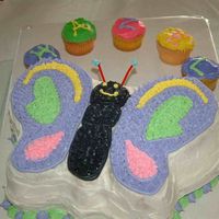 Butterfly Birthday Butterfly pan decorated wih BC for granddaughter's 1st birthday