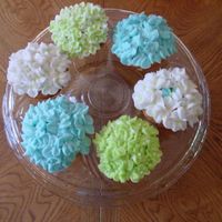 Hydrangea Cupcakes Cute little cupcakes made for Mom and Dad's anniversary. Thanks to Serious Cakes for showing how to do hydrangeas!