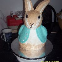 Peter Rabbit This was for a baby shower. I used the wonder mold pan for the body with 2 8" round under it. The head and ears are made of rice...
