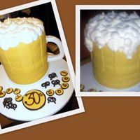 Beer Mug For 30Th Bday 6 layers of chocolate cake, wrapped in fondant with buttercream foam. Handle is fondant with tylose added, wrapped around wire, stuck in...