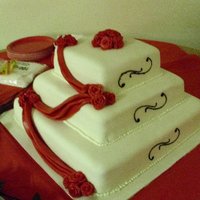 Simple Wedding Cake 2nd attempt at roses and 1st attempt at swags