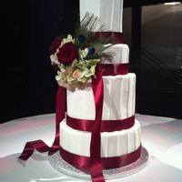 Sarah pleated fondant, tiers of different heights, and fresh flowers thanks for looking!