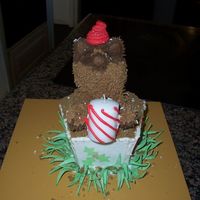 Class Project #1 this was for my cake class. It is supposed to be a groundhog I think it looks more like a racoon. Done in royal icing with pastillage tiles...