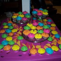 Bright Colored Cupcakes These were for my sister's 25th birthday party. I used different tips to make them look different, the colors match the decor. They...