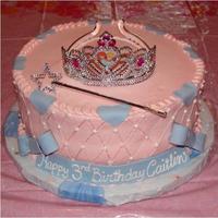 Princess Crown Cake Buttercream icing with fondant bows, banner, & ribbon. Design by naturepixie here on cakecentral.