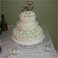 40Th Anniversary Cake Buttercream icing w/ gumpaste flowers.