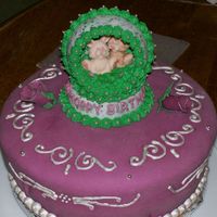 Purple Birthday Cake I used a DH banana mix, chocolate buttercream, and very purple MMF (thanks to FlowergirlMN), RI scrolls, painted with NuSilver Luster Dust...