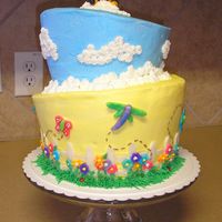 Garden Cake I made this cake for my daughter's second birthday. It's my 1st topsy turvy cake. White cake on the bottom, chocolate cake on the...