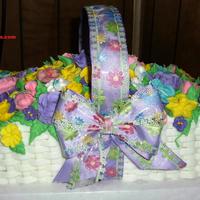 My First Basket POUND CAKE,HOME MADE BUTTERCREAM & ROYAL ICING FLOWERS.