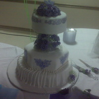 Purple And White Cakepic #1 FONDANT CAKE WITH CORNSTARCH PAPER DESIGNS AND EDIBLE PEARLS