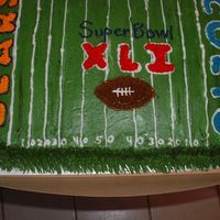 Super Bowl Xli This is a half lemon/white cake. All BC icing. Wilton cutters for the names of the teams.