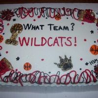 High School Musical ok, u cant really see the detail in this picture. in the top left and bottom right corners are pompoms with gold highlights. there are...