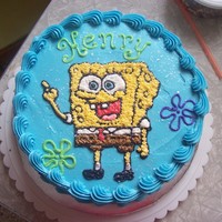 Spongebob 8 in round iced and decorated with buttercream
