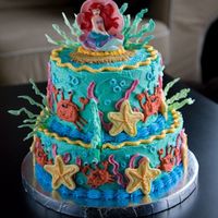 Little Mermaid Cake Buttercream icing and royal icing decorations