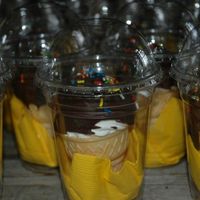 Ice Cream Cones I made these for my daughter's 8th birthday at the park. I made 32 of them. M&M's in the bottom. Cupcakes baked in 2 oz...