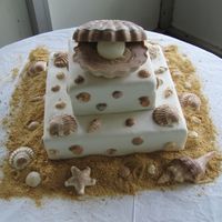 Seashell Wedding Cake choclate seashells and MMF for my sisters wedding!