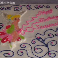 Tinkerbell Buttercream Transfer of Tinkerbell. I used a white outline on it inside of the standard black as I have done on most BCT.