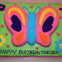 Bright Butterfly Summer Birthday Cake I made this cake for my daughter's 8th birthday pool party at the park. This is only the second cake I have ever decorated. I used two...