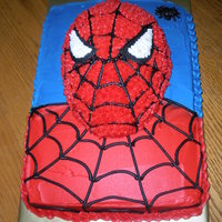 Spiderman egg pan face on top of 1/4 sheet. all buttercream.