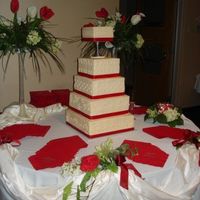First Square/stacked Cake! This was my first stacked squared cake! I was so nervous about doing it, but I got lots of good tips from all you great CC members! The...
