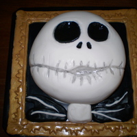 Jack Skellington, Picture Perfect I made this for my cousin who LOVES A Nightmare Before Christmas. It is chocolate cake and icing, covered in fondant. The frame is made of...