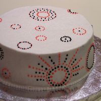 Pink And Black Dots A quick cake for a neighborhood gathering. General design idea from Nunuk's crop circle wedding cake. I'm still working on piping...