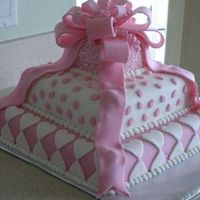 Pink/white Tiered Cake my first tiered cake. It was for a birthday party. took me forever.