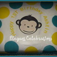 Mod Monkey First Birthday Boy Cake 