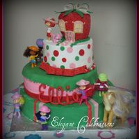 Strawberry Shortcake Stacked Cake With Figures 