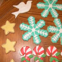 Christmas Sugar Cookies My first attempt at decorating sugar cookies. NFSC recipe and royal icing thinned to decorate. I forgot to take pictures of them all, so I...