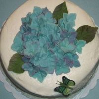 Gumpaste Hydrangeas & Leaves Gumpaste Hydrangeas & Leaves. Buttercream Icing.