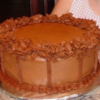 Final Cake For Course 1 Yummy chocolate cake! I was sick of working with white icing, so I decided to change it up a bit. The cake didn't last an hour at work...