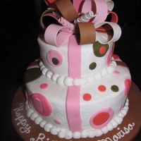 Present Cake the colors for this cake were copied from her invitation to her birthday party. its iced in bc and has fondant decorations. This is the...
