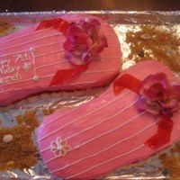 Flip Flops A flip flop cake using 2 oblong pans. I used fruit leather that had a pattern on the edges for the bottom of the flip flops. Brown sugar...