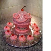 Pinkalicious Jumbo Cupcake Wilton Jumbo Cupcake, covered in fondant with tons of glitter. Used candy melts for the "wrapper" I can't remember who'...