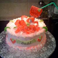 Strawberry Margarita Cake WASC with fondant and gumpaste topper. Just wasn't feeling this one.