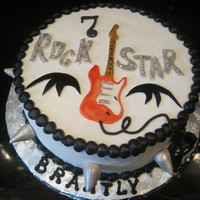 Rock Star Guitar Birthday WASC cake with buttercream and mmf accents painted