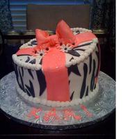 Zebra Bow Birthday Pink Champagne with strawberry filling. MMF accents .