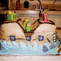 Pirate Ship Funfetti Cake with homemade buttercream and fondant. First time I have used fondant. This cake was made for a good friend of mine.