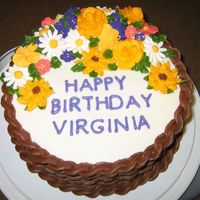 Birthday Flowers Made this cake for my husband's sister.